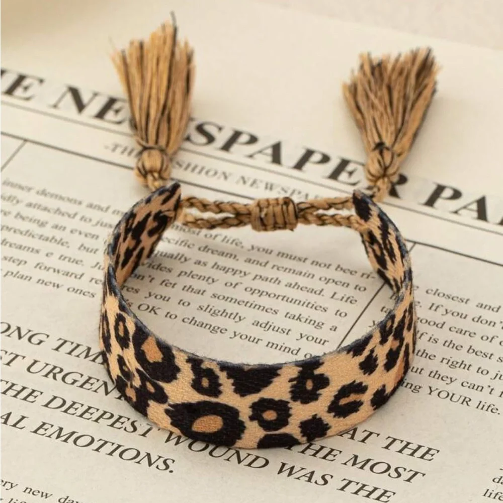 Leopard Print Braided Bracelet